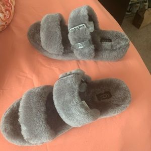 Grey ugg slides